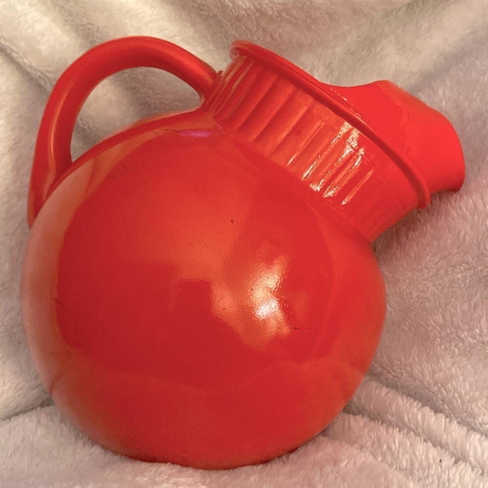 1950s Anchor Hocking Orange Tilt Ball Pitcher w/ Ice Lip